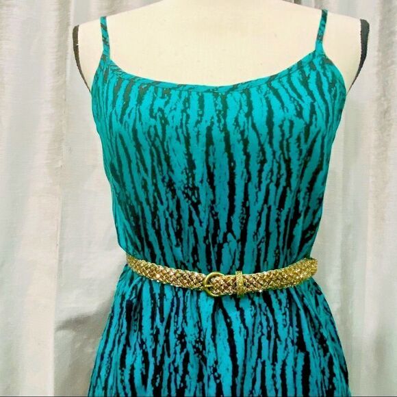⭐️ VINTAGE Mini Black & Teal Dress CUSTOM! - Picture 4 of 9